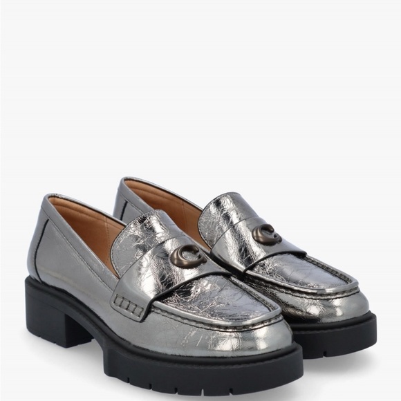 NEW Leah Anthracite Leather Chunky Loafers - Picture 1 of 7
